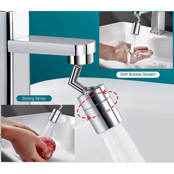 Universal Splash Filter Faucet 720 Degree Angle Rotatable Faucet Sprayer Head for Kitchen Bathroom
